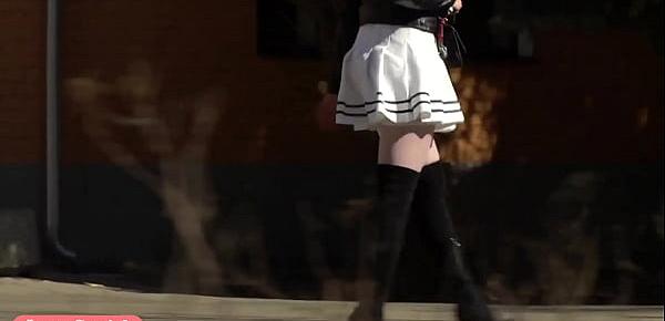  Look under my skirt. Jeny Smith spinning in a miniskirt in public